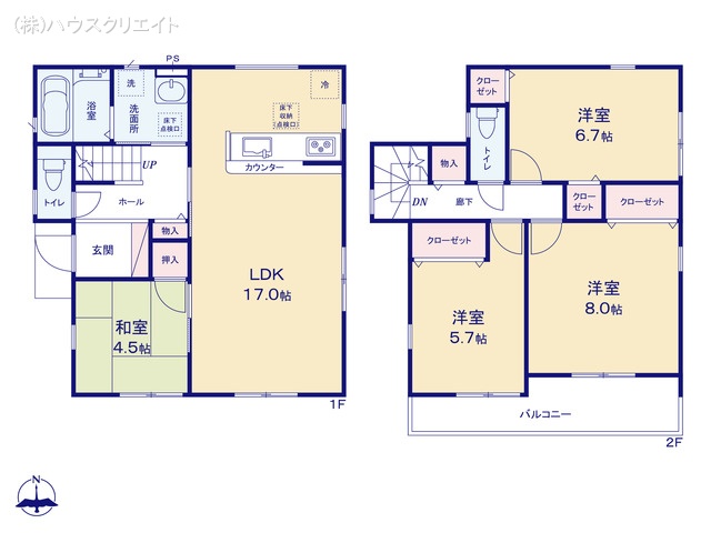 千葉県柏市増尾４丁目の新築戸建て 4LDK間取図 ※図面と異なる場合は現況を優先