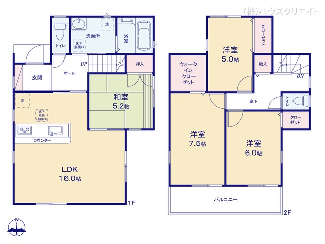 千葉県柏市増尾４丁目の新築戸建て 4LDK間取図 ※図面と異なる場合は現況を優先