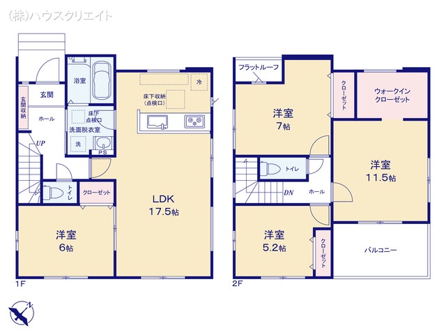 千葉県松戸市六高台５丁目の新築戸建て 4LDK間取図 ※図面と異なる場合は現況を優先