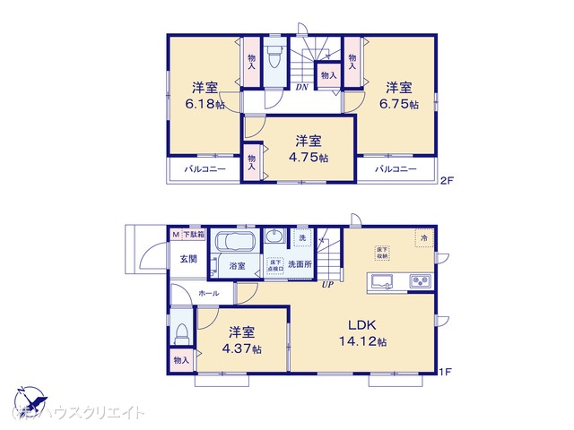 千葉県市川市本北方1丁目の新築戸建て 4LDK間取図 ※図面と異なる場合は現況を優先
