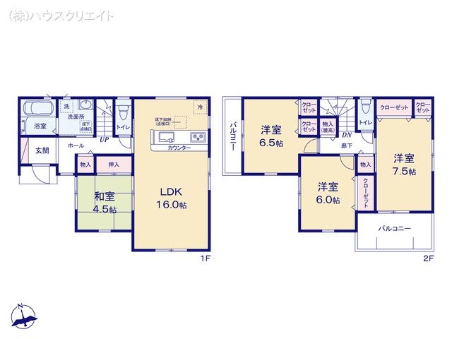 千葉県松戸市東平賀の新築戸建て 4LDK間取図 ※図面と異なる場合は現況を優先