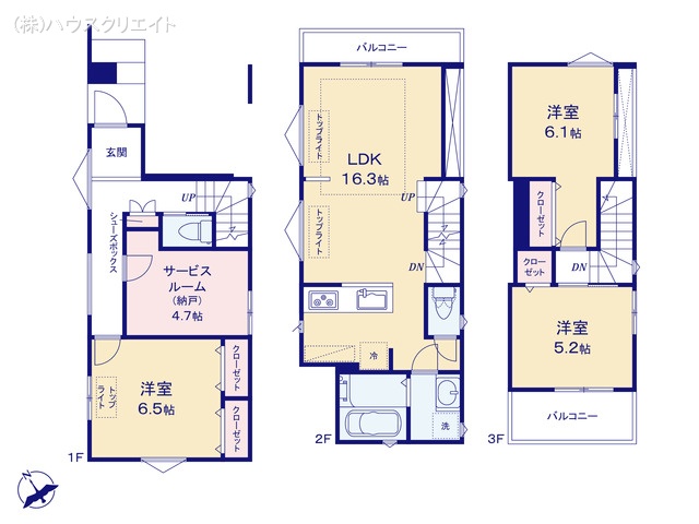 千葉県市川市南行徳２丁目の新築戸建て 3SLDK間取図 ※図面と異なる場合は現況を優先