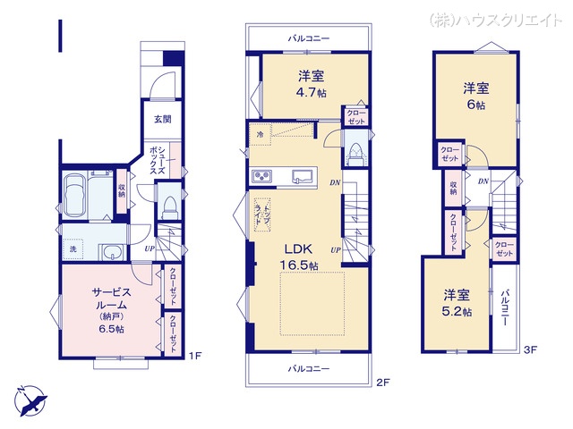 千葉県市川市南行徳２丁目の新築戸建て 3SLDK間取図 ※図面と異なる場合は現況を優先