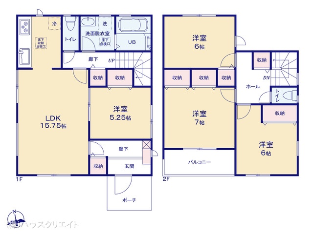 千葉県鎌ケ谷市鎌ケ谷8丁目の新築戸建て 4LDK間取図 ※図面と異なる場合は現況を優先