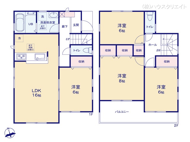 千葉県鎌ケ谷市鎌ケ谷８丁目の新築戸建て 4LDK間取図 ※図面と異なる場合は現況を優先
