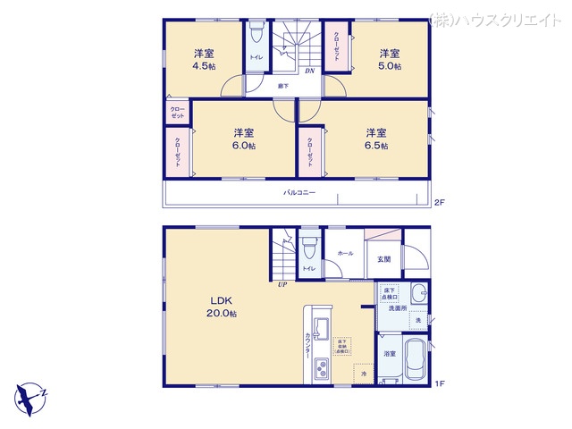 千葉県鎌ケ谷市北中沢２丁目の新築戸建て 4LDK間取図 ※図面と異なる場合は現況を優先