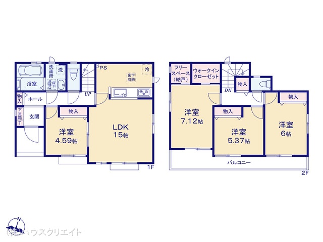 千葉県松戸市六高台3丁目の新築戸建て 4LDK間取図 ※図面と異なる場合は現況を優先