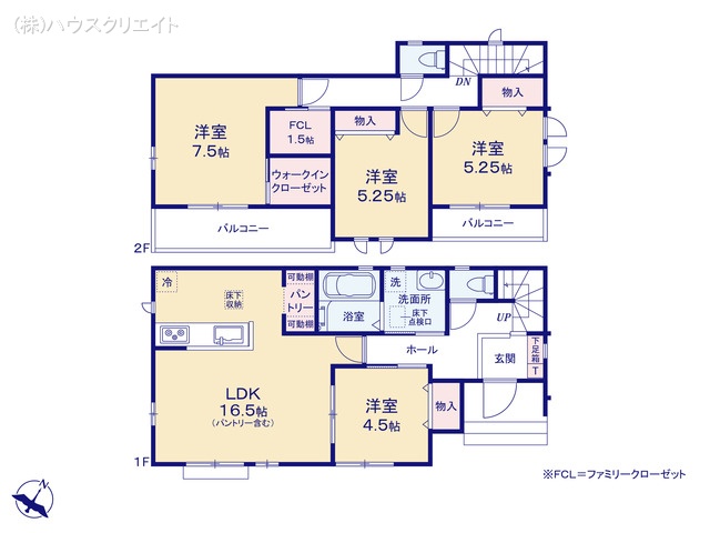 千葉県松戸市栗ケ沢の新築戸建て 4LDK間取図 ※図面と異なる場合は現況を優先