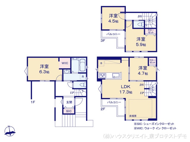 千葉県市川市原木３丁目の新築戸建て 4LDK間取図 ※図面と異なる場合は現況を優先