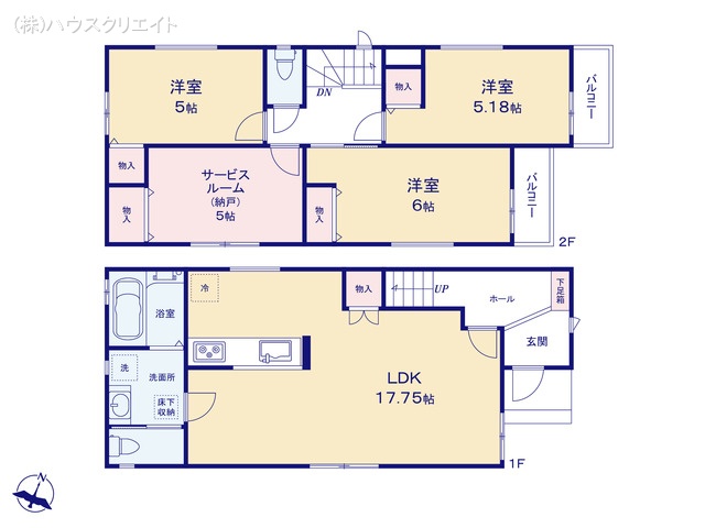 千葉県市川市柏井町１丁目の新築戸建て 3SLDK間取図 ※図面と異なる場合は現況を優先