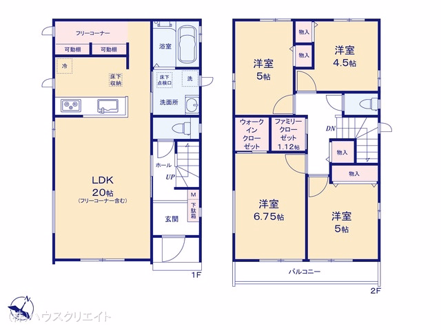 千葉県松戸市常盤平5丁目の新築戸建て 4LDK間取図 ※図面と異なる場合は現況を優先