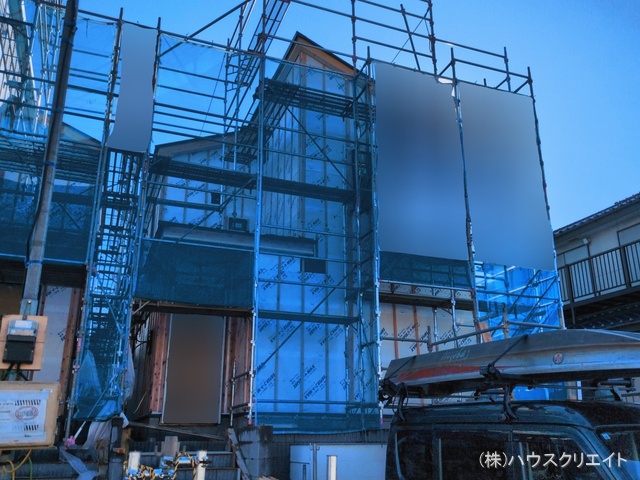 千葉県柏市逆井藤ノ台の新築戸建てシート写真 2026年3月9日撮影