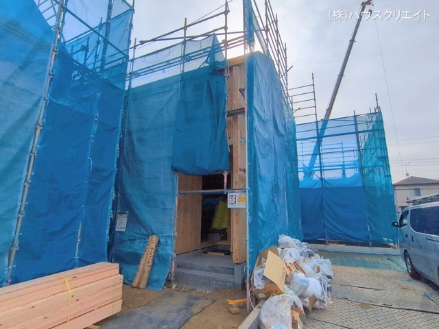 千葉県松戸市新松戸6丁目の新築戸建て上棟写真 2026年2月5日撮影