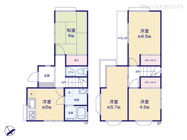 千葉県鎌ケ谷市東中沢４丁目の中古戸建て 4K間取図 ※図面と異なる場合は現況を優先