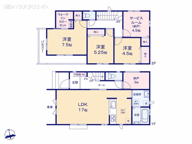 千葉県松戸市新松戸6丁目の新築戸建て 3SLDK間取図 ※図面と異なる場合は現況を優先