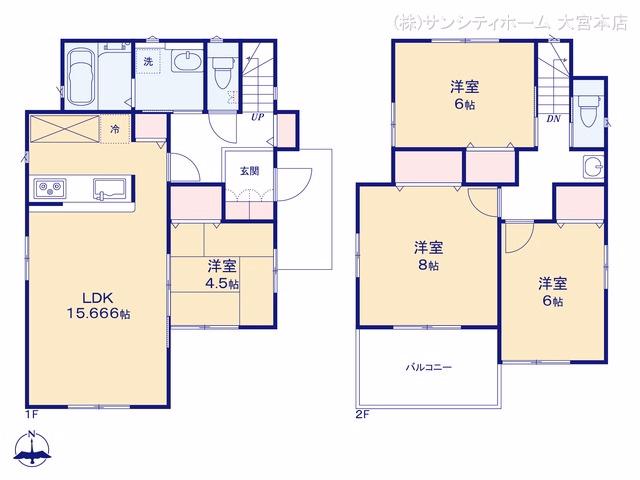 さいたま市岩槻区府内2丁目(戸建)B 間取図
