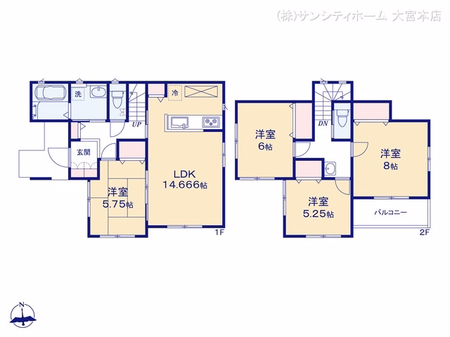 さいたま市岩槻区府内2丁目(戸建)E 間取図