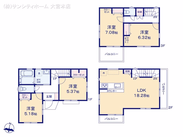 新築戸建て さいたま市大宮区高鼻町2179　3棟 3号棟 間取図