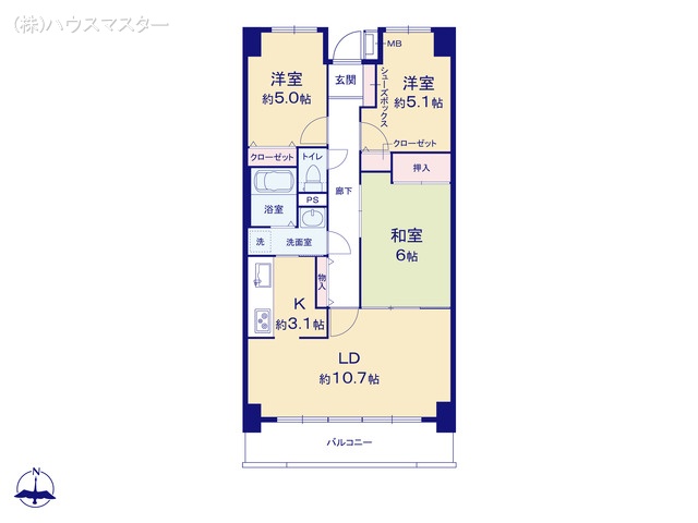 埼玉県さいたま市北区別所町のマンション『グラン・コート大宮別所』 3LDK間取図 ※図面と異なる場合は現況を優先