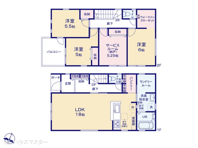 埼玉県さいたま市北区吉野町2丁目の新築戸建て 3SLDK間取図 ※図面と異なる場合は現況を優先