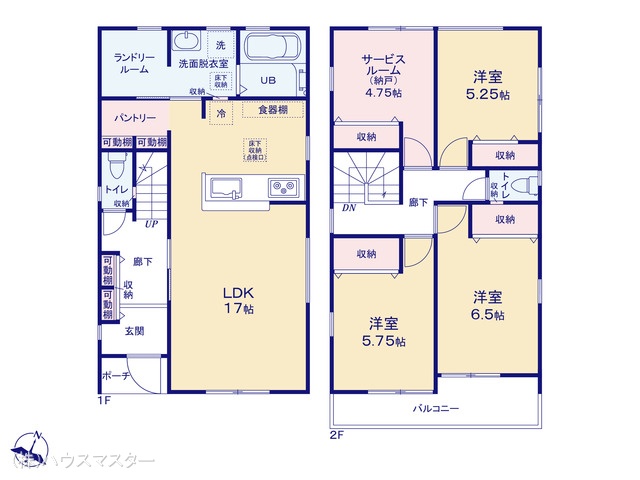 埼玉県さいたま市北区吉野町2丁目の新築戸建て 3SLDK間取図 ※図面と異なる場合は現況を優先