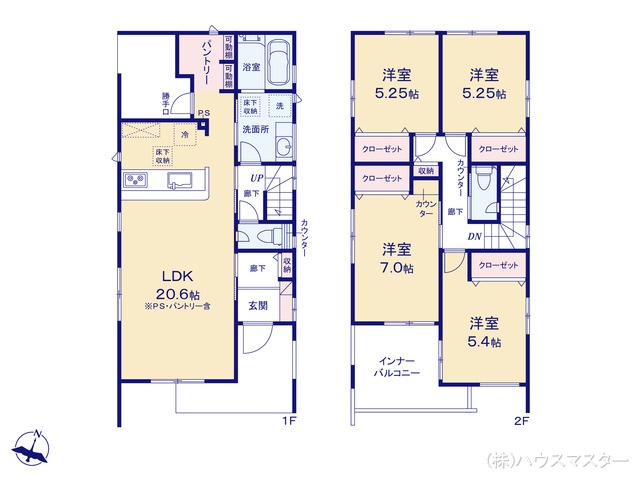 埼玉県さいたま市北区東大成町2丁目の新築戸建て 4LDK間取図 ※図面と異なる場合は現況を優先