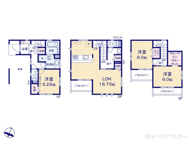 埼玉県さいたま市北区宮原町２丁目の新築戸建て 3LDK間取図 ※図面と異なる場合は現況を優先