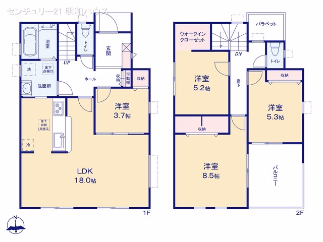 新築戸建て 東松山市五領町 2号棟 間取図