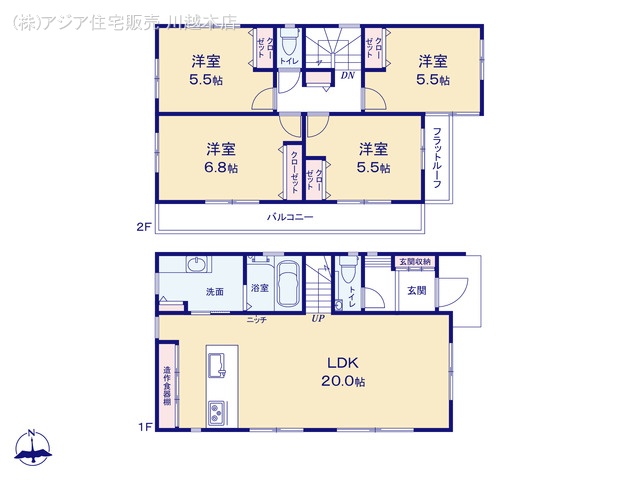 埼玉県川越市上野田町の新築戸建て 4LDK間取図 ※図面と異なる場合は現況を優先