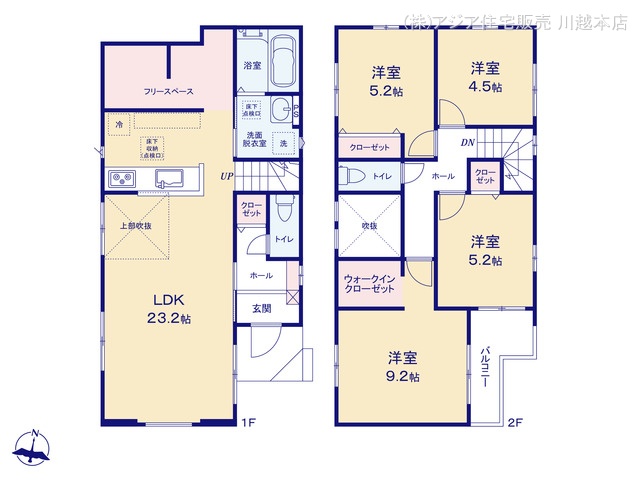 埼玉県川越市宮元町の新築戸建て 4LDK間取図 ※図面と異なる場合は現況を優先