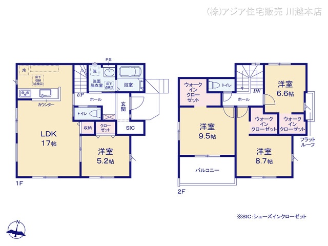 埼玉県川越市宮元町の新築戸建て 4LDK間取図 ※図面と異なる場合は現況を優先