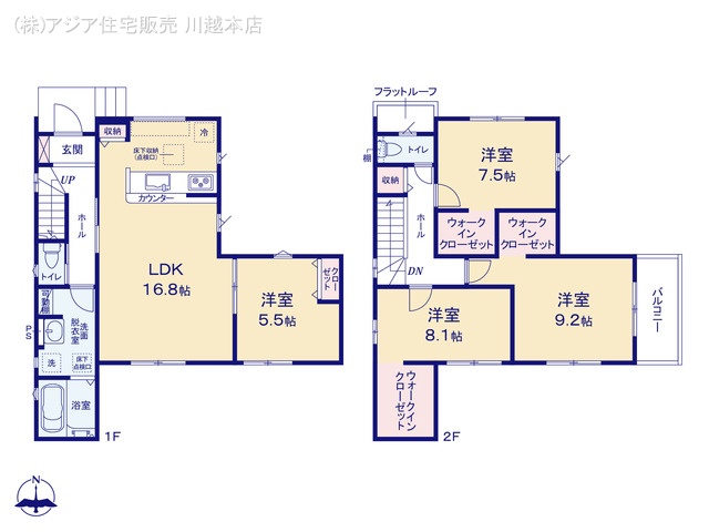 埼玉県川越市大字今福の新築戸建て 4LDK間取図 ※図面と異なる場合は現況を優先