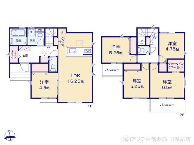 埼玉県川越市小仙波町２丁目の新築戸建て 5LDK間取図 ※図面と異なる場合は現況を優先