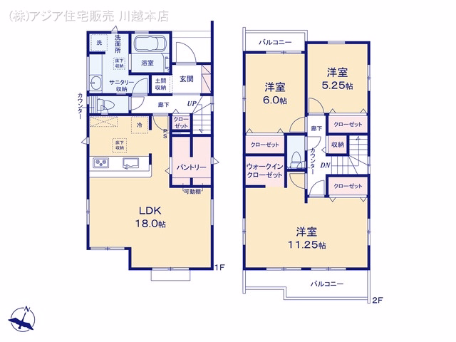 新築戸建て 川越市小仙波町2丁目 1号棟 間取図