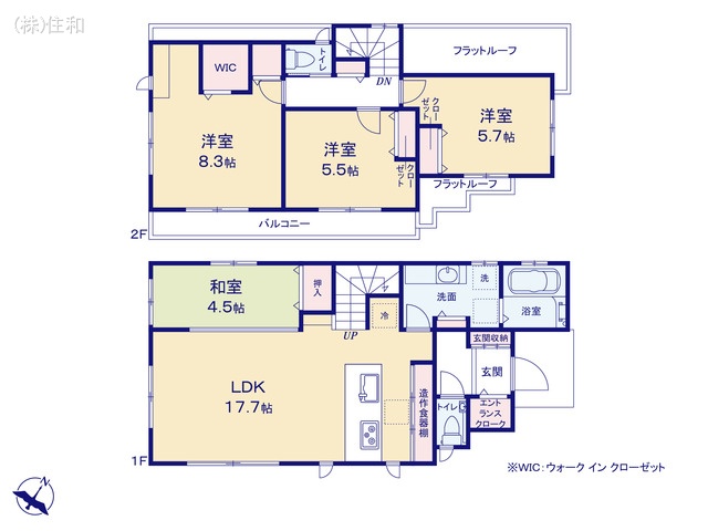 埼玉県ふじみ野市元福岡1丁目の新築戸建て 4LDK間取図 ※図面と異なる場合は現況を優先