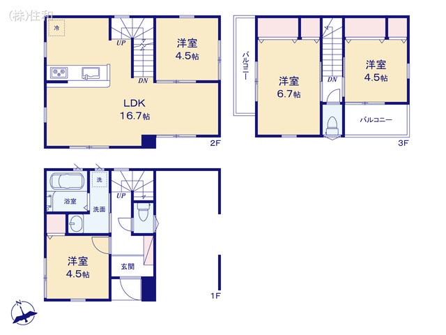 埼玉県志木市柏町6丁目の新築戸建て 3LDK間取図 ※図面と異なる場合は現況を優先