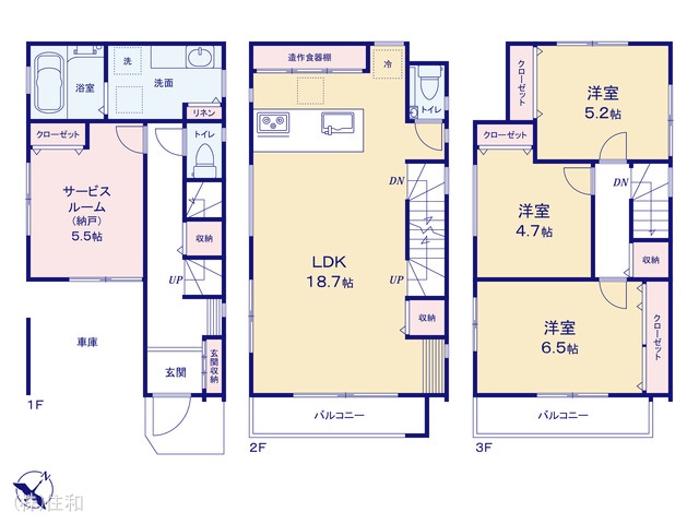 埼玉県志木市本町2丁目の新築戸建て 3SLDK間取図 ※図面と異なる場合は現況を優先