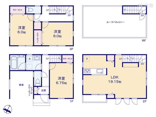 埼玉県入間郡三芳町大字北永井の新築戸建て 3LDK間取図 ※図面と異なる場合は現況を優先