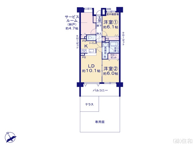 埼玉県朝霞市三原1丁目のマンション『ベルポート朝霞台参番館』 2SLDK間取図 ※図面と異なる場合は現況を優先
