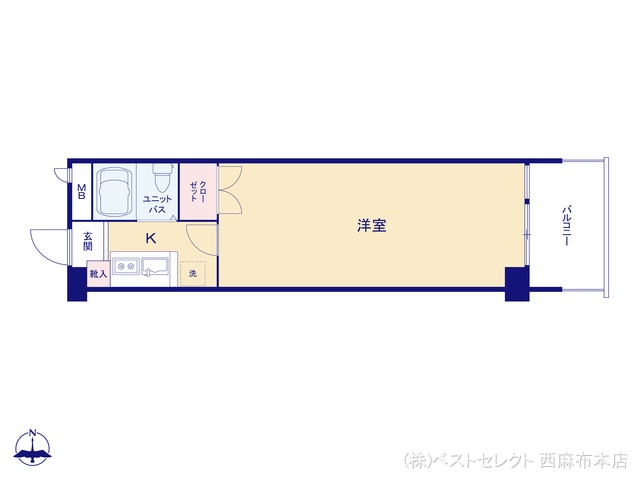 東京都大田区大森西２丁目のマンション『カーサ大森』 1K間取図 ※図面と異なる場合は現況を優先
