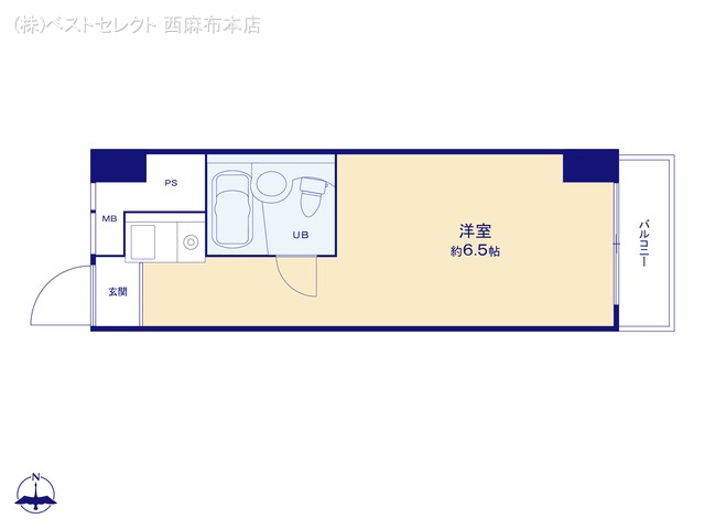 東京都品川区西五反田6丁目のマンション『五反田ダイヤモンドマンション』 1ワンルーム間取図 ※図面と異なる場合は現況を優先