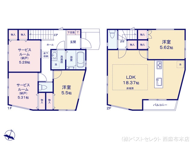 東京都大田区南久が原２丁目の新築戸建て 2SLDK間取図 ※図面と異なる場合は現況を優先
