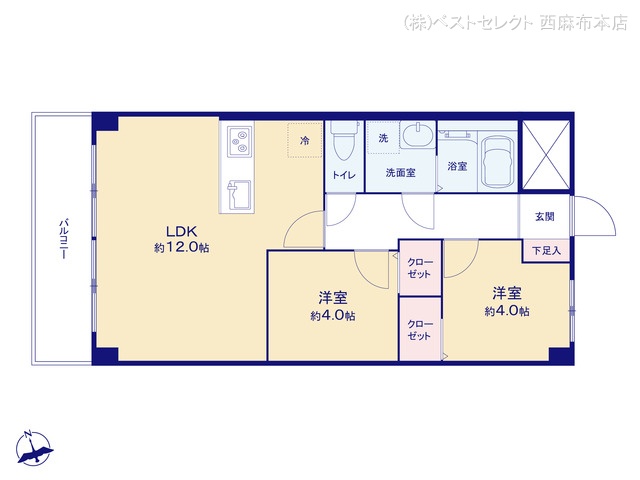 東京都品川区東品川4丁目のマンション『秀和東品川レジデンス』 2LDK間取図 ※図面と異なる場合は現況を優先