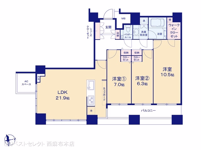中古マンション THE　TOWERS　DAIBA　EAST 間取図