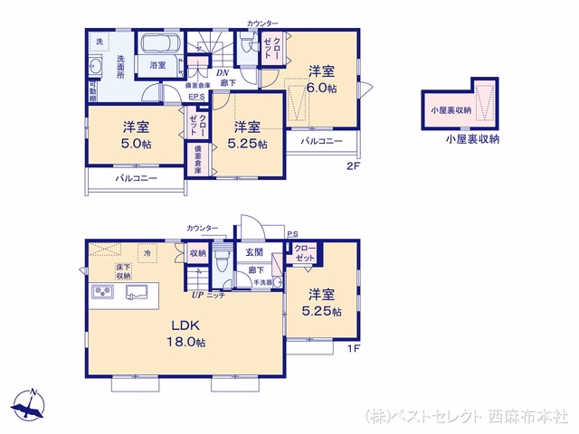 世田谷区祖師谷5丁目(戸建)01 間取図