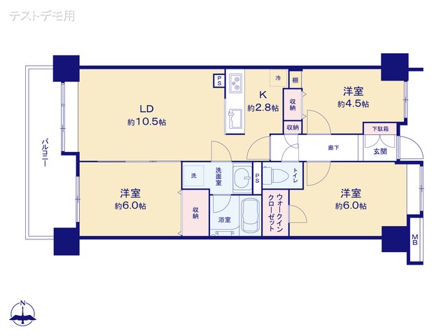 東京都江東区北砂3丁目のマンション『コスモ西大島グランステージ南棟』 3LDK間取図 ※図面と異なる場合は現況を優先