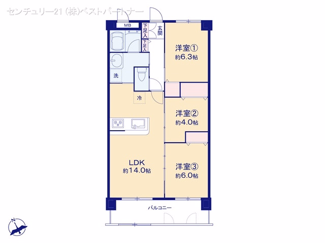 中古マンション ローヤルシティ川口西 間取図