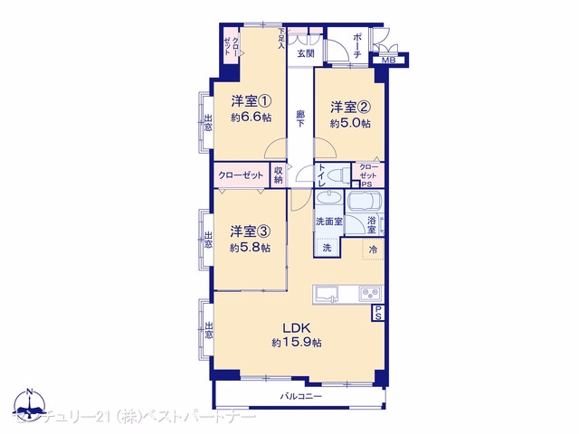 中古マンション コスモ戸田ピアハイツ 間取図