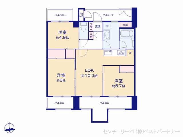中古マンション 日神パレステージ戸田 間取図