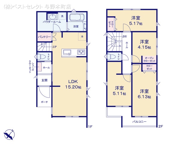 埼玉県さいたま市中央区下落合2丁目の新築戸建て 4LDK間取図 ※図面と異なる場合は現況を優先